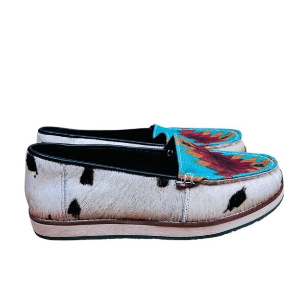 Myra Cambria Size 8 Loafers Hair Calf Aztec Southwest Western Shoe Slip On - Picture 5 of 9